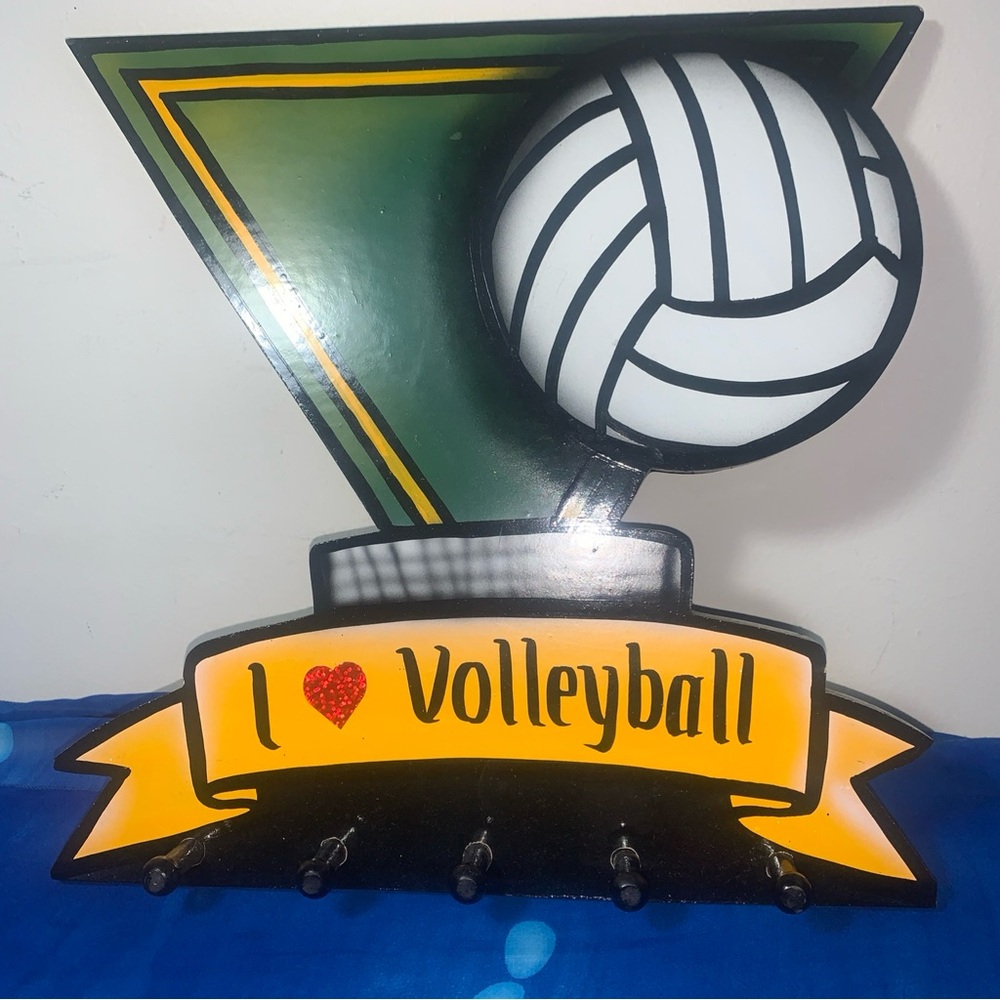 Volleyball Passion Wall Hook - Green and Yellow